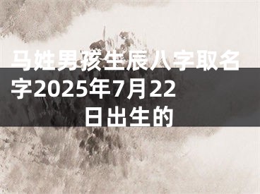 马姓男孩生辰八字取名字2025年7月22日出生的