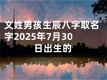 文姓男孩生辰八字取名字2025年7月30日出生的