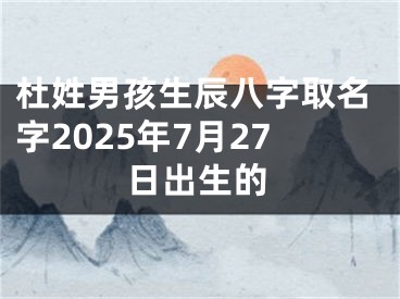 杜姓男孩生辰八字取名字2025年7月27日出生的