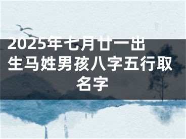 2025年七月廿一出生马姓男孩八字五行取名字