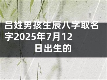 吕姓男孩生辰八字取名字2025年7月12日出生的
