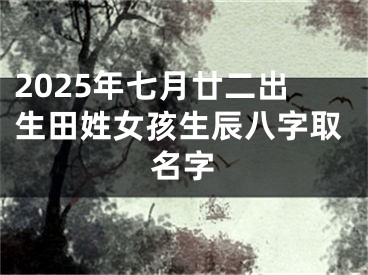 2025年七月廿二出生田姓女孩生辰八字取名字