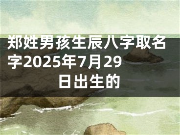 郑姓男孩生辰八字取名字2025年7月29日出生的