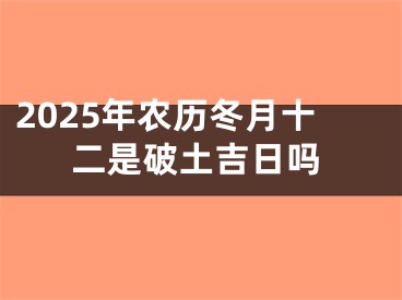 2025年农历冬月十二是破土吉日吗