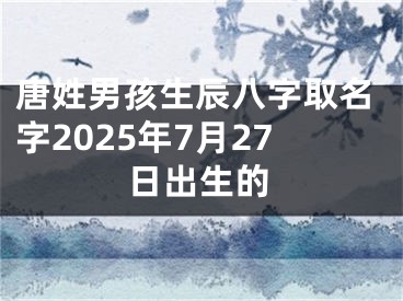 唐姓男孩生辰八字取名字2025年7月27日出生的