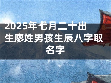 2025年七月二十出生廖姓男孩生辰八字取名字