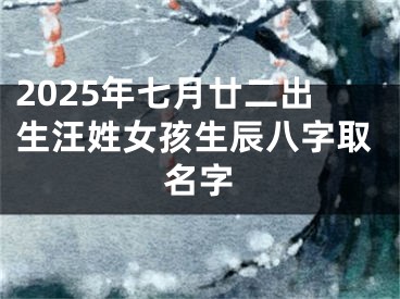 2025年七月廿二出生汪姓女孩生辰八字取名字