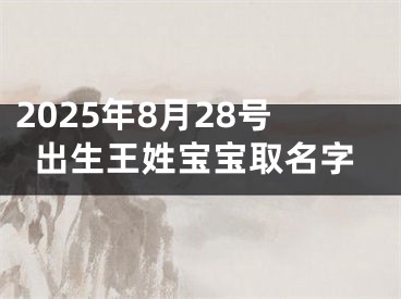 2025年8月28号出生王姓宝宝取名字