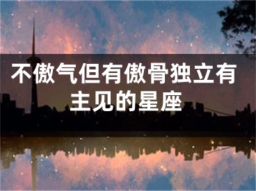 不傲气但有傲骨独立有主见的星座