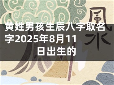 黄姓男孩生辰八字取名字2025年8月11日出生的