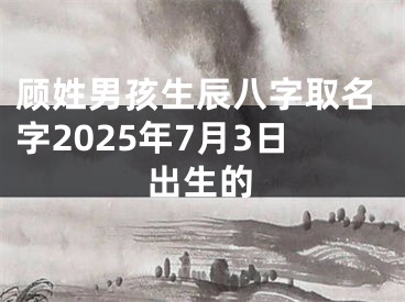 顾姓男孩生辰八字取名字2025年7月3日出生的