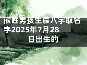 熊姓男孩生辰八字取名字2025年7月28日出生的