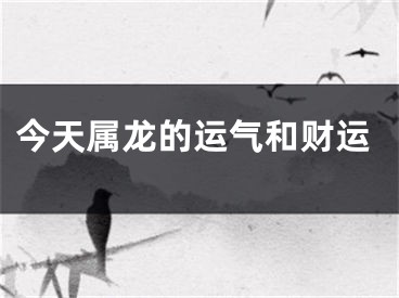 今天属龙的运气和财运