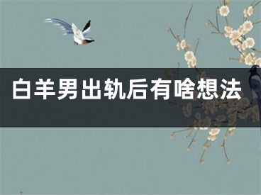 白羊男出轨后有啥想法