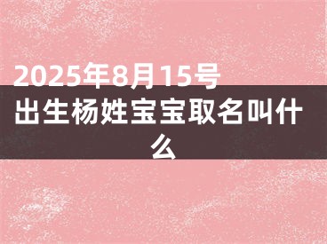 2025年8月15号出生杨姓宝宝取名叫什么