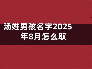 汤姓男孩名字2025年8月怎么取