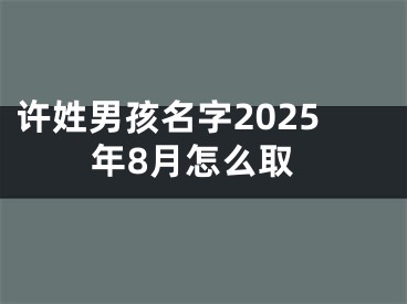 许姓男孩名字2025年8月怎么取