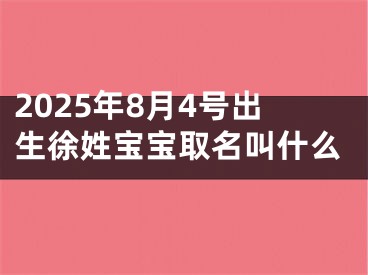 2025年8月4号出生徐姓宝宝取名叫什么