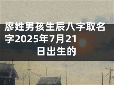 廖姓男孩生辰八字取名字2025年7月21日出生的