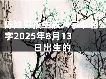 陈姓男孩生辰八字取名字2025年8月13日出生的