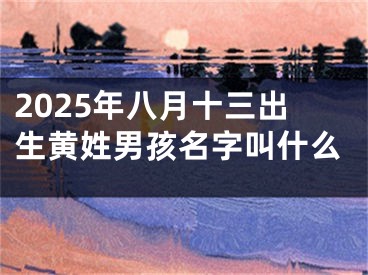 2025年八月十三出生黄姓男孩名字叫什么
