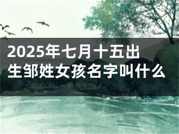 2025年七月十五出生邹姓女孩名字叫什么