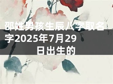 邵姓男孩生辰八字取名字2025年7月29日出生的