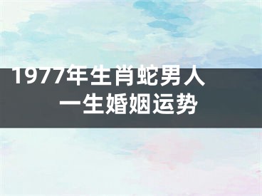 1977年生肖蛇男人一生婚姻运势