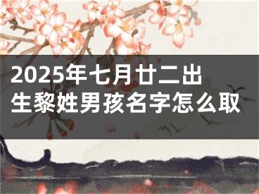2025年七月廿二出生黎姓男孩名字怎么取