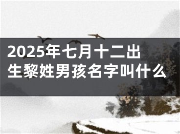 2025年七月十二出生黎姓男孩名字叫什么