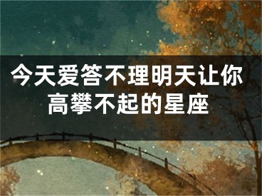 今天爱答不理明天让你高攀不起的星座