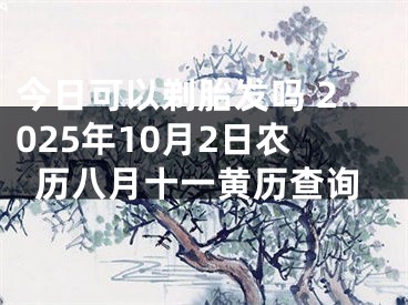 今日可以剃胎发吗 2025年10月2日农历八月十一黄历查询