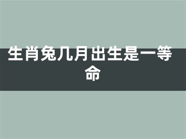 生肖兔几月出生是一等命