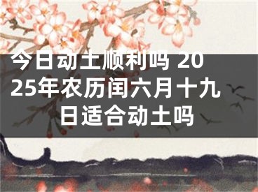 今日动土顺利吗 2025年农历闰六月十九日适合动土吗