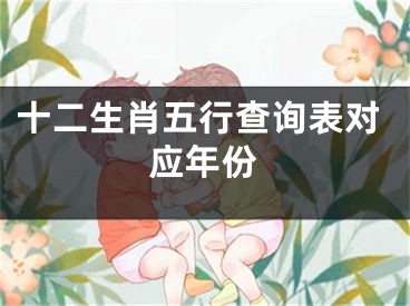 十二生肖五行查询表对应年份