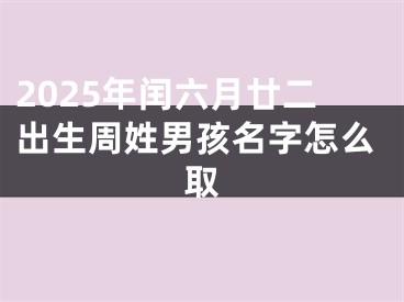 2025年闰六月廿二出生周姓男孩名字怎么取