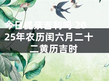 今日提亲吉利吗 2025年农历闰六月二十二黄历吉时