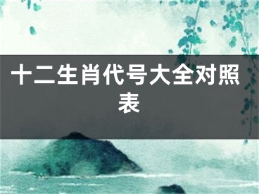 十二生肖代号大全对照表