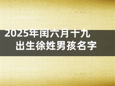 2025年闰六月十九出生徐姓男孩名字