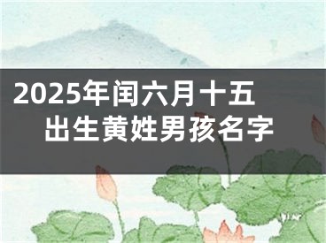 2025年闰六月十五出生黄姓男孩名字