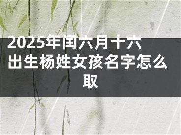 2025年闰六月十六出生杨姓女孩名字怎么取
