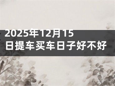 2025年12月15日提车买车日子好不好