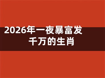 2026年一夜暴富发千万的生肖
