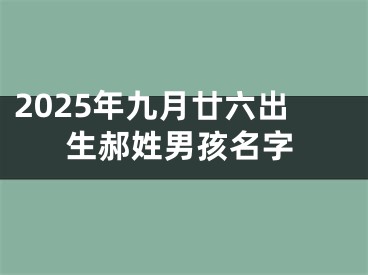 2025年九月廿六出生郝姓男孩名字