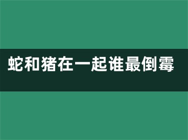 蛇和猪在一起谁最倒霉