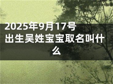 2025年9月17号出生吴姓宝宝取名叫什么