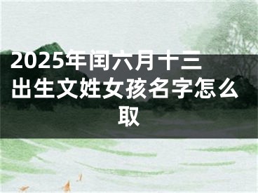 2025年闰六月十三出生文姓女孩名字怎么取