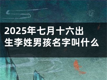 2025年七月十六出生李姓男孩名字叫什么