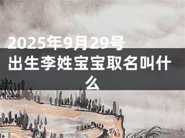 2025年9月29号出生李姓宝宝取名叫什么
