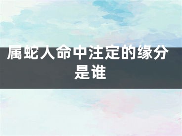 属蛇人命中注定的缘分是谁